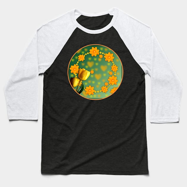 Circle Abstract Autumn Colorful Luminous Baseball T-Shirt by Lebihanto